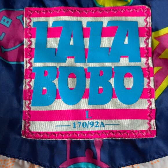 LALA BOBO RARE BRIGHT FUN GRAPHIC PUFFER HOODIE JACKET COAT LARGE - Picture 4 of 10